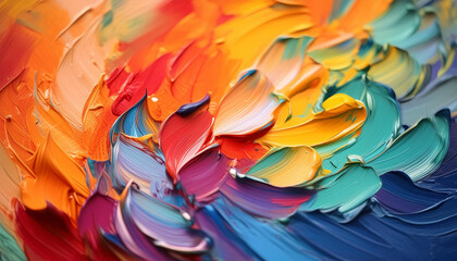 Colorful oil paint strokes. Thick textured brushstrokes of vibrant colors. Abstract background.