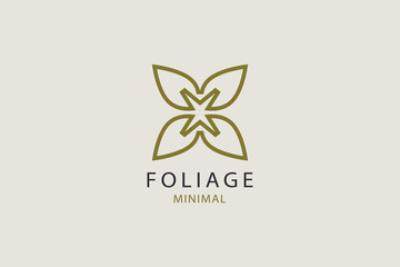 Natural logo in the form of leaves in a minimalist linear style.