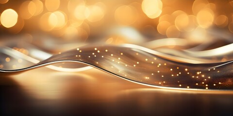 Luxurious Background with Elegant Golden Curve Decoration and Bokeh Light Effects. Concept Luxurious Background, Elegant Golden Curve Decoration, Bokeh Light Effects