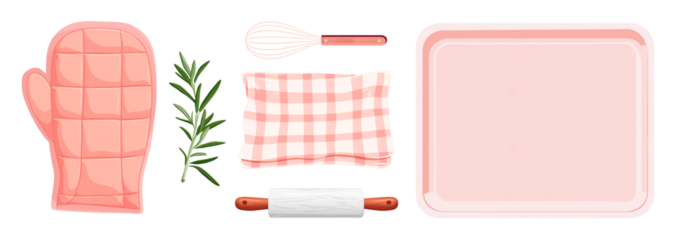 Kitchen tools vector png cut out element set