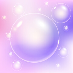 Abstract Shiny Bubbles on Pastel gradient color Background with copy space.  3D sphere shape pastel color design. Creative minimal bubble trendy gradient template. Vector illustration