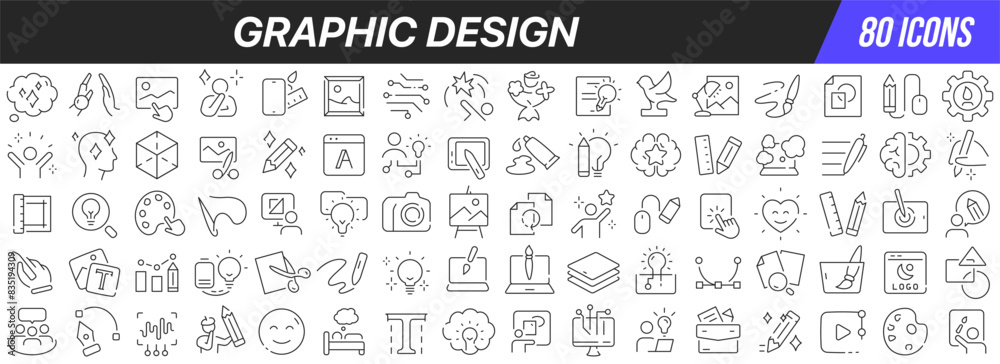 Aufkleber Graphic design line icons collection. Big UI icon set in a flat design. Thin outline icons pack. Vector illustration EPS10