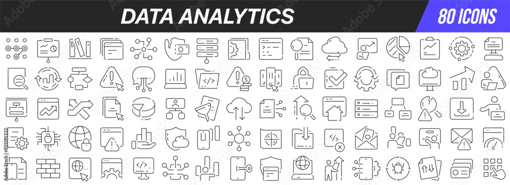 Aufkleber Data analytics line icons collection. Big UI icon set in a flat design. Thin outline icons pack. Vector illustration EPS10
