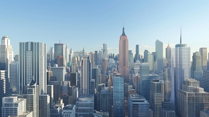 Vertical image of an aerial view of a city skyline.