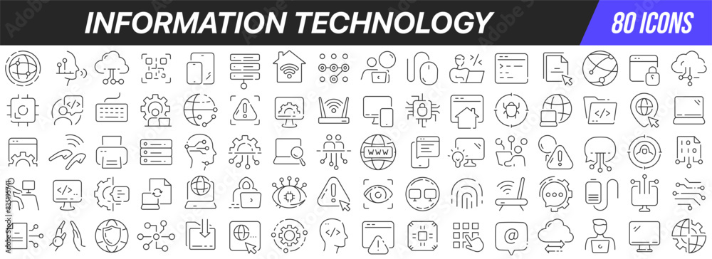 Wall mural information technology line icons collection. big ui icon set in a flat design. thin outline icons p