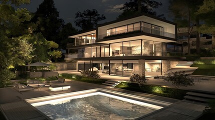 Obraz premium A Modern House With A Tree In The Background.
