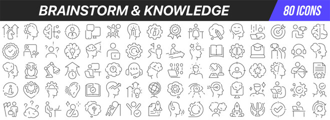 Brainstorm and knowledge line icons collection. Big UI icon set in a flat design. Thin outline icons pack. Vector illustration EPS10