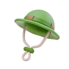 3d render illustration of camping cap, panama or bucket hat. Hiking, travel, adventure. Protective clothing for tourist. Isolated object