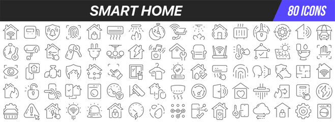 Smart home line icons collection. Big UI icon set in a flat design. Thin outline icons pack. Vector illustration EPS10