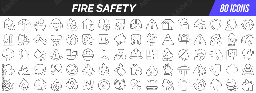 Aufkleber fire safety line icons collection. big ui icon set in a flat design. thin outline icons pack. vector