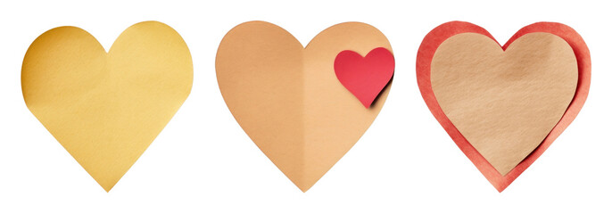 Sticky note heart shape png cut out element set