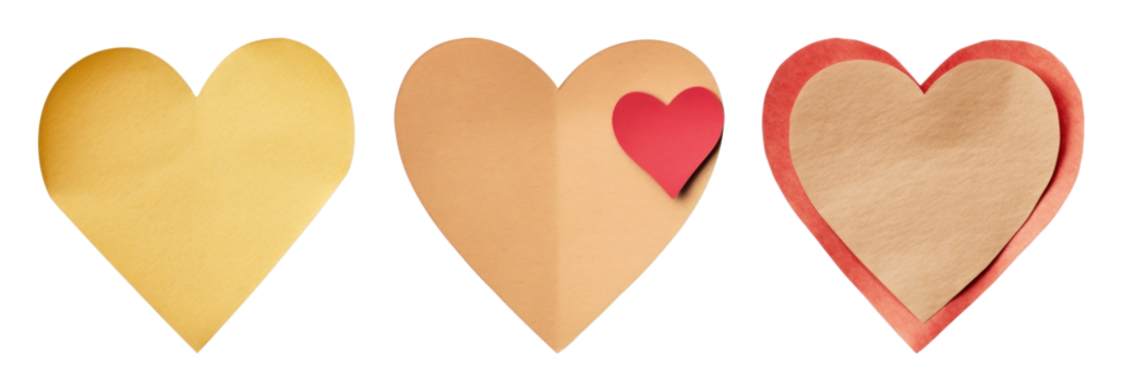 Sticky note heart shape png cut out element set