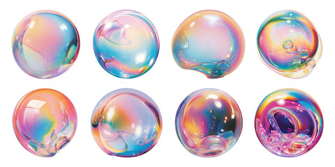 Iridescence bubble png cut out element set