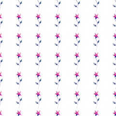 Japanese Water Flower Seamless Vector Pattern Design