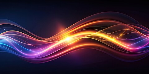 Dark abstract curve and wavy background with glowing waves and gradient colors , abstract, curve, wavy, background, gradient, color, glowing, waves, dark