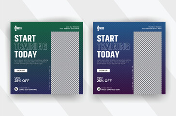 Professional sports fitness agency social media post banner template