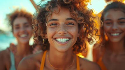 Fototapeta premium a group of women smiling and posing for a picture