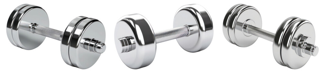 PNG chrome dumbbell  cut out element set