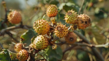 Plant Bearing Ripe Prickly and Ready for Harvest
