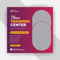 Modern fitness gym sports center social media post template