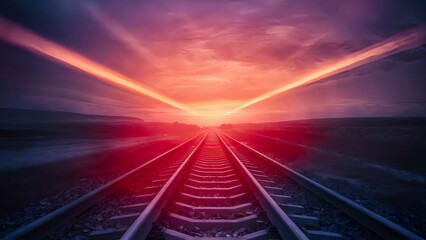 A motion shot of a train travelling through a tunnel at night, Design of abstract fast scaling speed motion background technology