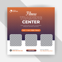 Modern fitness gym sports center social media post template