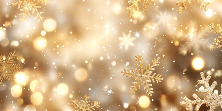 A background of light gold and white with sparkly little snowflakes, creating an atmosphere full of festive joy for Christmas and New Year's Day