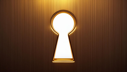 Golden light shining through keyhole creates dramatic effect - Illustration