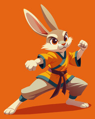 cartoon character rabbit is a martial artist