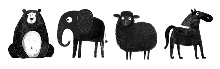 PNG Illustration animal character  cut out element set