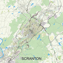 Scranton, Pennsylvania, United States map poster art