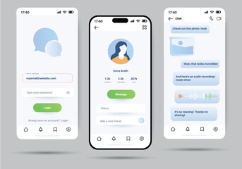 Message app concept in flat design. A convenient and minimalist application for communication, designed in a simple and modern style. Vector Illustration.