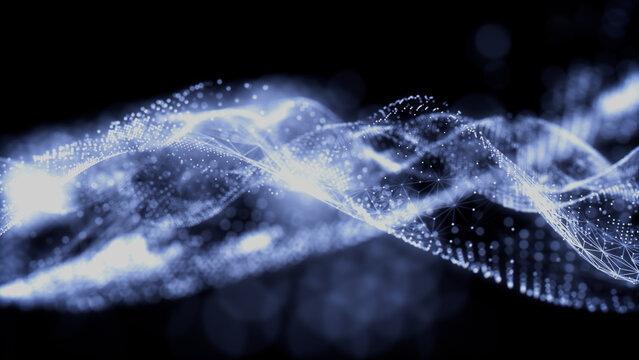Network Cyber Security Concept. Blue, Futuristic Digital Style. 3D Render.
