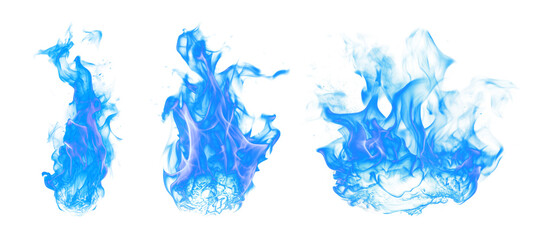 PNG Blue fire bonfire illuminated  cut out element set