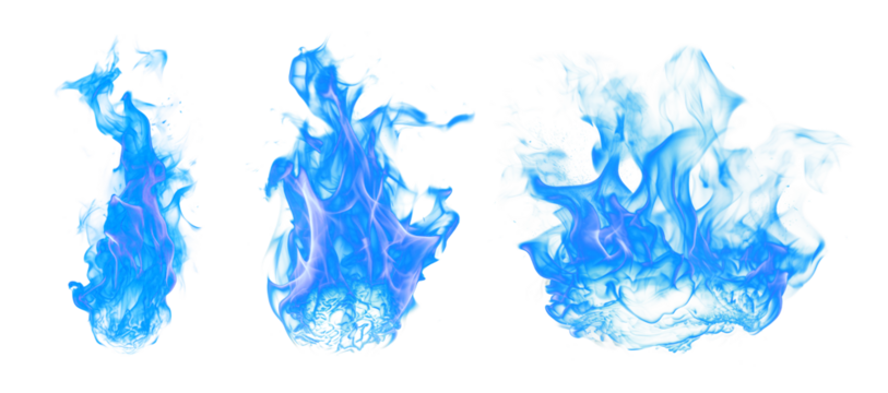 PNG Blue fire bonfire illuminated  cut out element set