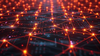 Fototapeta premium Glowing Futuristic Digital Network of Interconnected Nodes and Pathways Visualizing and Technology Concepts