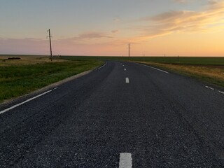 road in the sunset