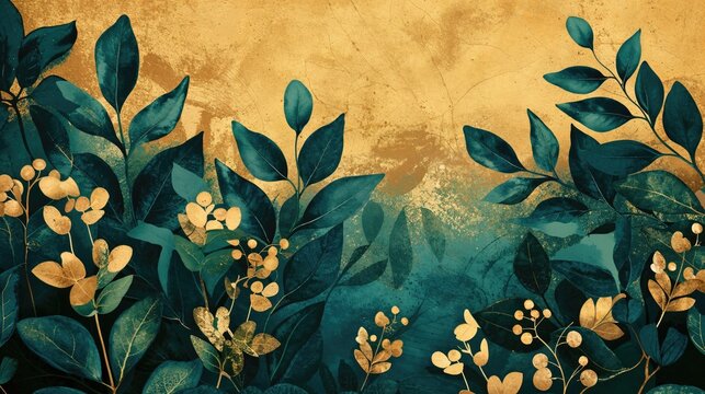 Botanical Background with Natural Illustrated Elements. Beautiful Flowers Background Artwork.