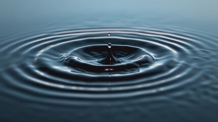 Water droplet creating ripples on a calm surface