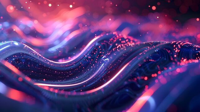 Vibrant Cosmic Waves of Glowing Energy and Luminous Particles in Dynamic Motion