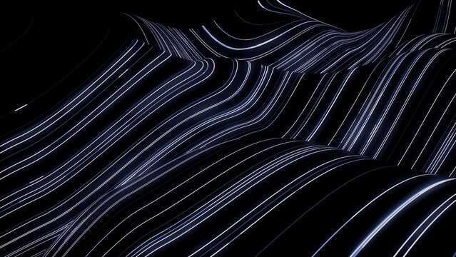 Sound Wave and Audio Technology Concept. Blue, Futuristic Digital Style. 3D Render.