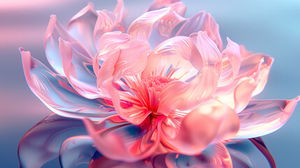 Fototapeta premium Translucent cyberpunk-style flower, embodying a fusion of technology and natural beauty in pastel hues