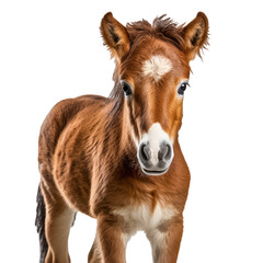 Obraz premium Junges Pferd, Fohlen, freigestellt vor transparentem Hintergrund, Generative AI