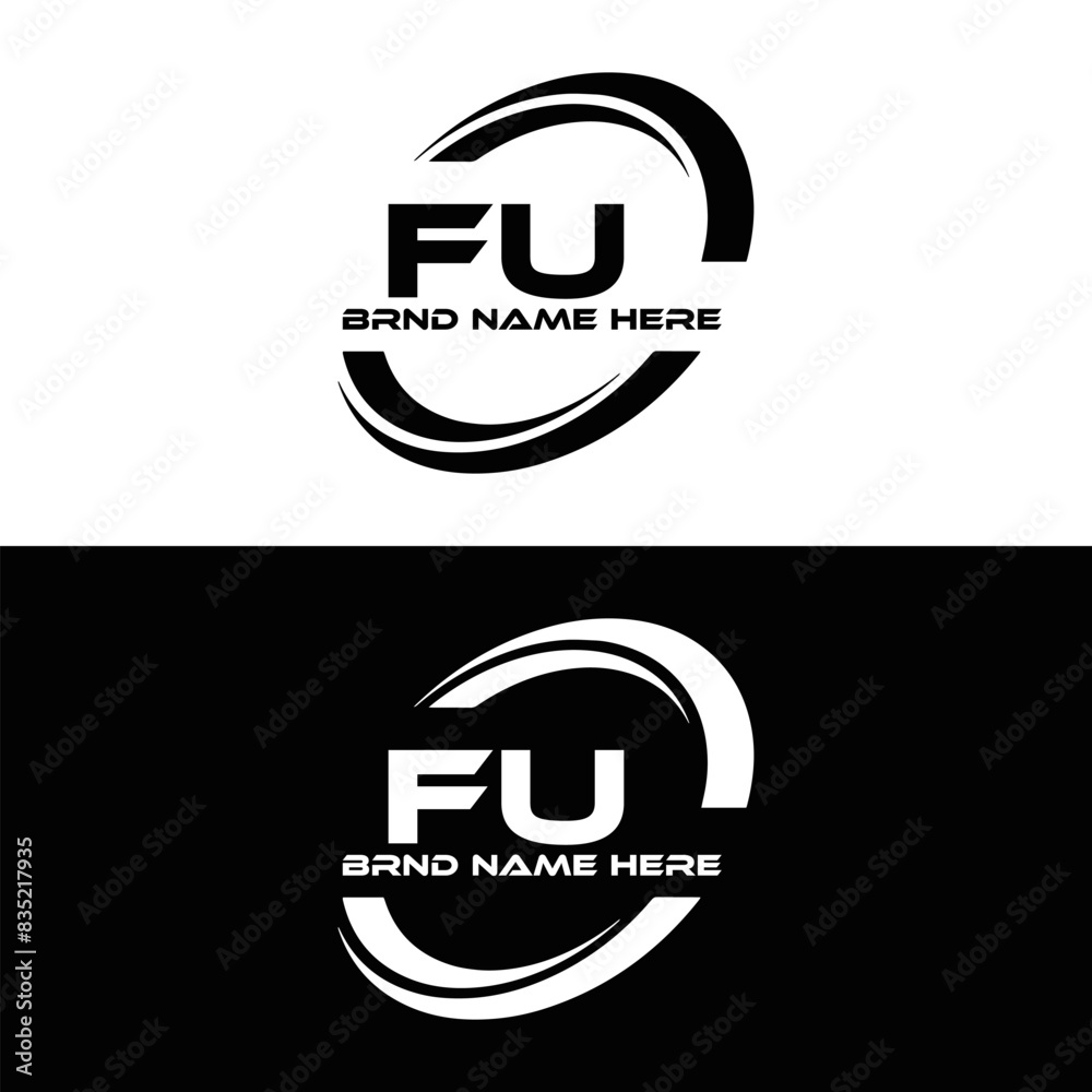 Wall mural fu logo. f u design. white fu letter. fu, f u letter logo design. f u letter logo design in five, fo