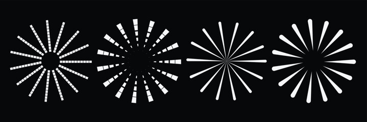 Sunburst, Rays, beams, starburst, radial lines abstract circular geometric shape design collection. Radial circle lines.