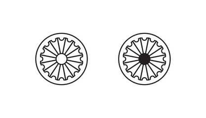 Ashoka Chakra icon design with white background stock illustration