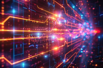 Fototapeta premium Cyber Security Data Transfer illustration created with Generative AI