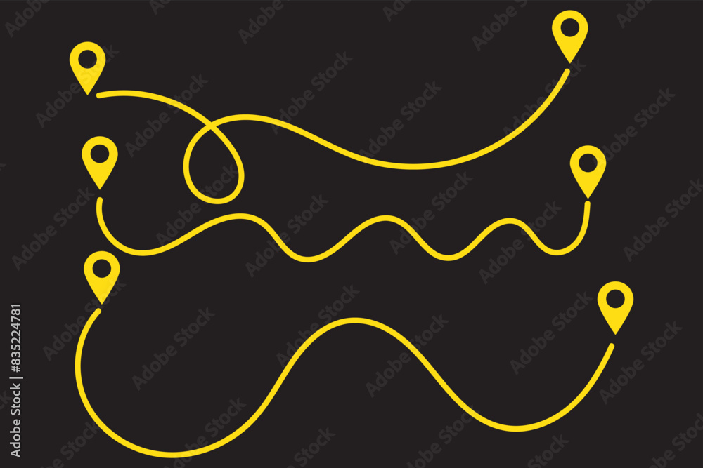 Canvas Prints route icon - two points with dotted path and location pin. route location icon two pin sign and dott