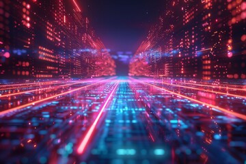 Cyber Security Data Transfer illustration created with Generative AI