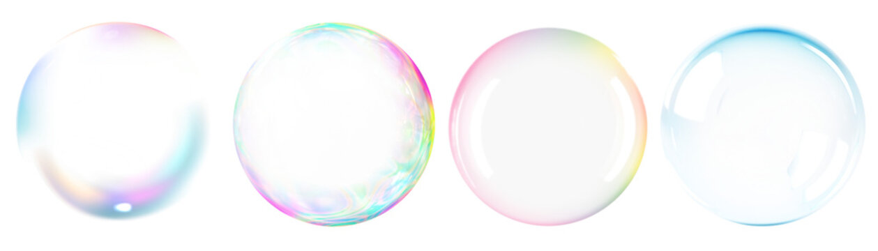 Isolated bubble effect png cut out element set